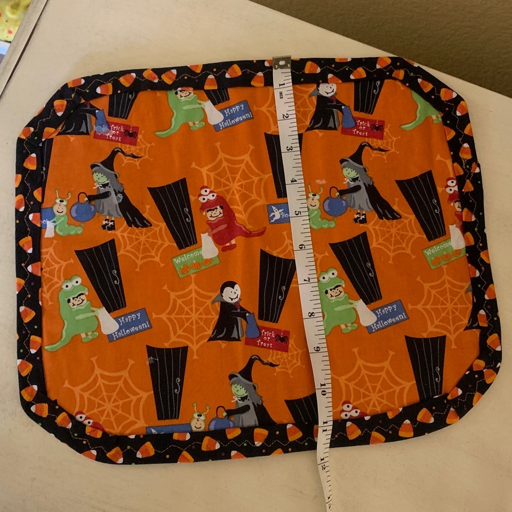 6 pc Ty Orange Boo Plush Halloween Kitchen table placemat ghost candles mitt lot - Picture 6 of 16